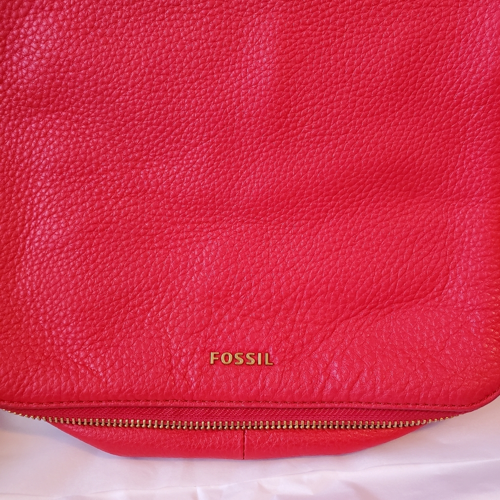 Fossil Preston Red Peppled Leather Crossbody bag - Picture 4 of 8